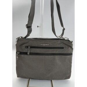 baggallini Modern Everywhere Slim Nylon Crossbody bag in STERLING SHIMMER